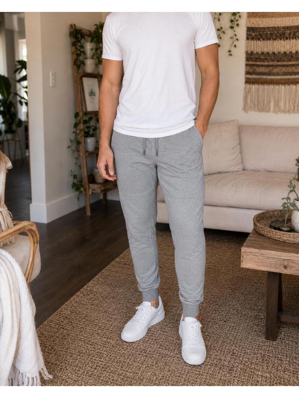 tasc Performance Legendary Fleece Joggers Mens M Gray Bamboo Sweatpants